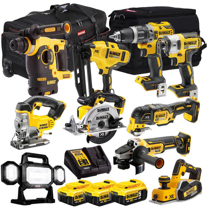 Dewalt 18V 10 Piece Power Tool Kit with 3 x 5.0Ah Battery & Charger T4TKIT-1115