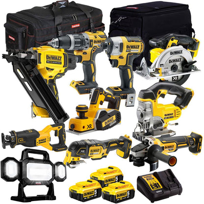 Dewalt 18V 10 Piece Power Tool Kit with 3 x 5.0Ah Battery & Charger T4TKIT-981